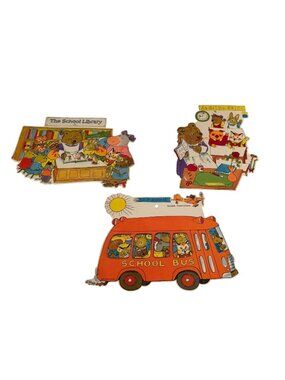 Vintage 1977 Richard Scarry Cut Out Wall Decor Library School Bus